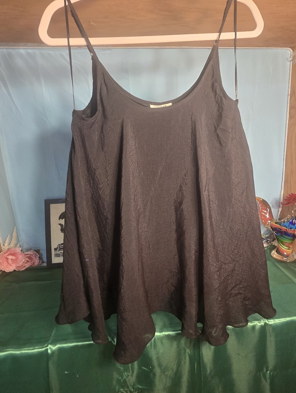 Black Women's Spaghetti Strap Swing Tank Top